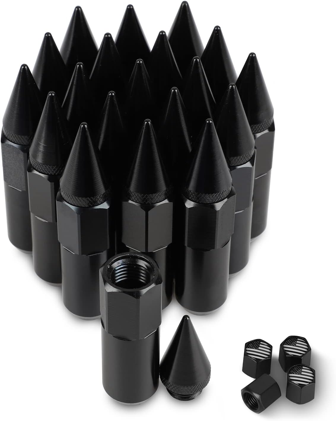 YeshineAuto M12x1.5 Steel Spikes Lug Nut 20PCS Wheel Rimes,Replacement for 1994-2013 Chevy Impala, 2003-2008 Honda Pilot Aftermarket Wheel(Neo Chrome) Pack of 2