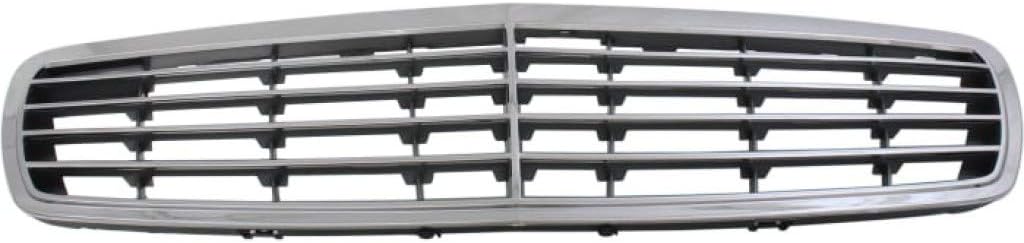 For Mercedes-Benz E350 Grille Assembly 2006 | Chrome Shell/Silver Insert | w/ 9 Molding | w/Elegance Package | Sedan | Wagon | Plastic | MB1200138 | 2118800383