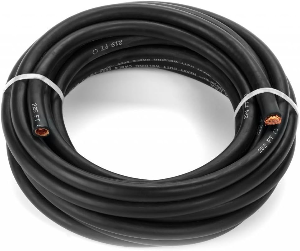 EWCS 2/0 Gauge Premium Extra Flexible Welding Cable 600 Volt - Black 20 Feet - Made in the USA!