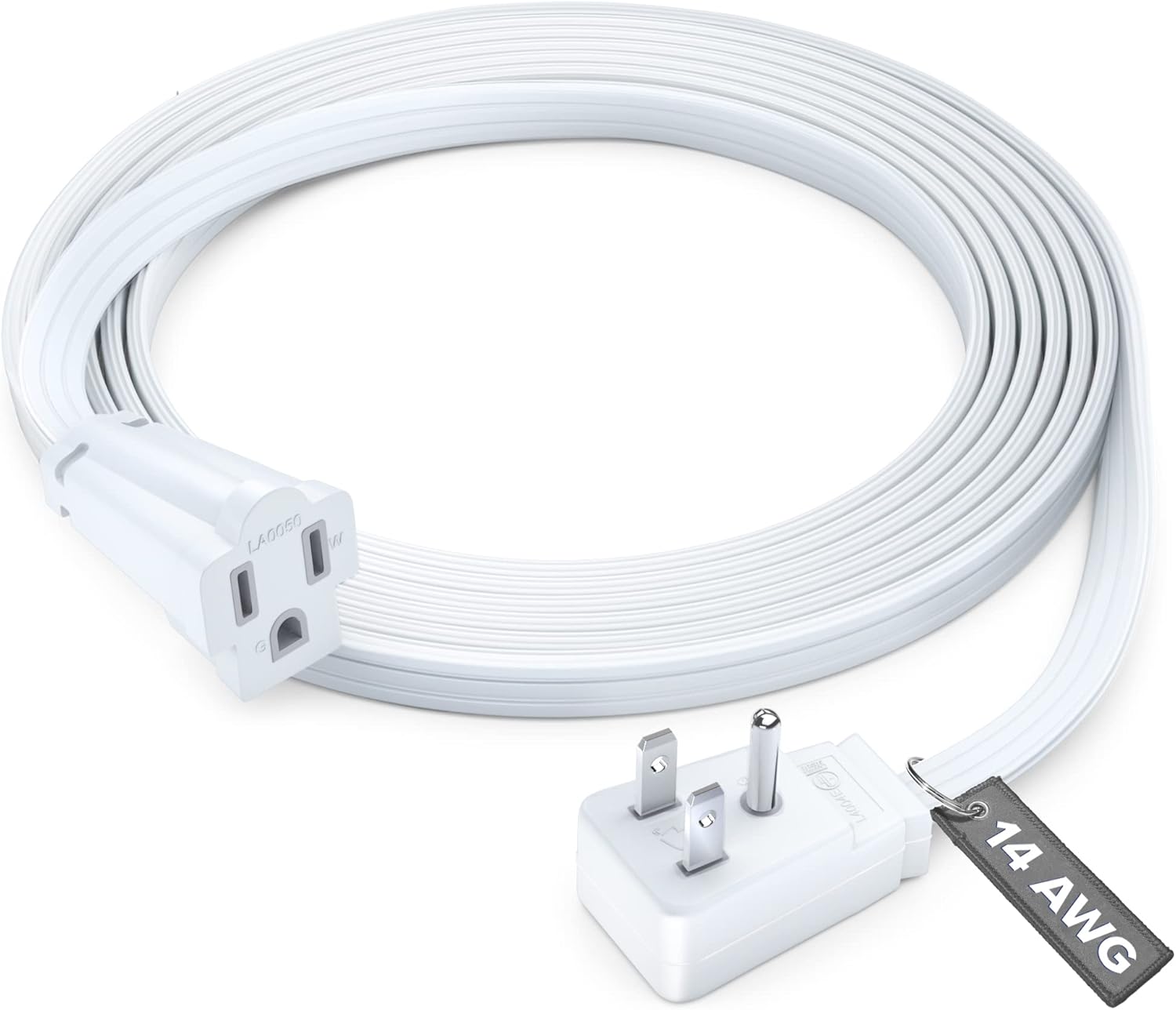 Heavy Duty Extension Cord, (50ft) for Air Conditions and Major Appliances, Flat Plug, 14 Gauge Extension Cord ETL Listed Pack of 2