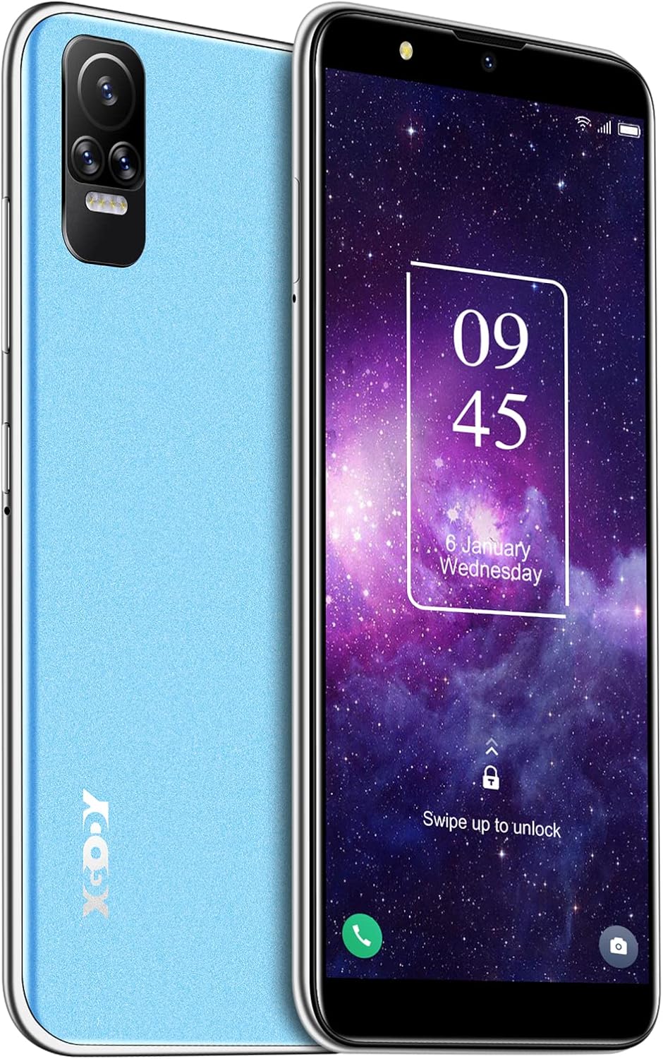 Xgody V40 Unlocked Cell Phones, 6.1 Inch 4G Smartphones, Android 10.0 OS with Free Dual SIM Quad Core, Dual 5MP Camera, 3000 mAh Battery, Face Unlocking (Blue)