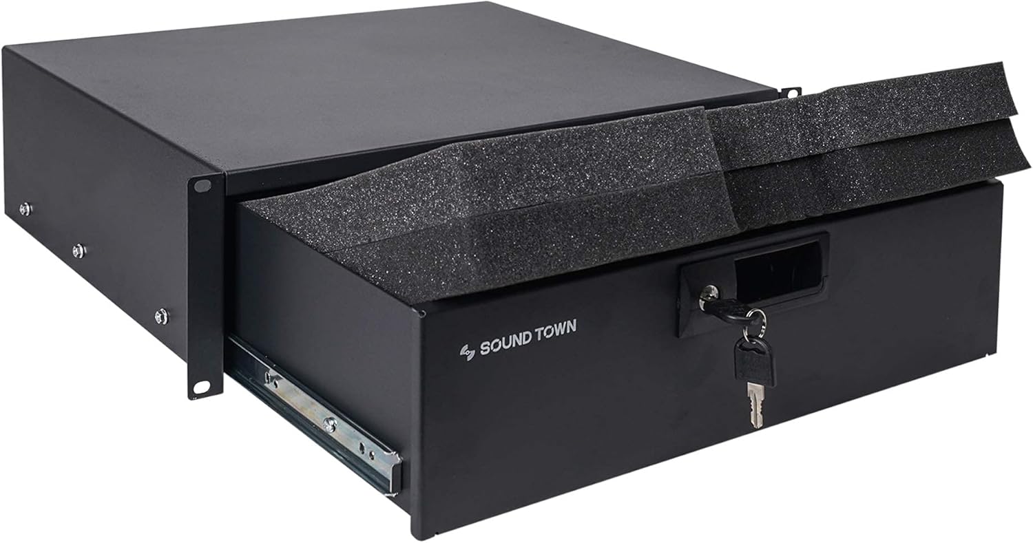 Sound Town 19-inch 3U Locking Rack Drawer, with Protection Foam (STRD-3D)