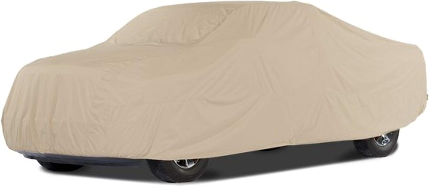 Covermates Contour Fit Car Cover - Light Weight Polyester, Weather Resistant, Elastic Hem, Vehicle Covers-Khaki