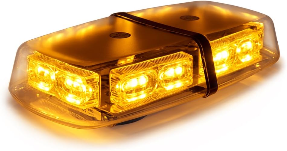 Xprite 36 LED Emergency Strobe Lights Mini Bar 16 Flashing Modes Warning Beacon Light w/Magnetic Base for Law Enforcement Hazard Vehicles, Trucks, Snow Plow, Construction Cars (Amber/Yellow) Pack of 2