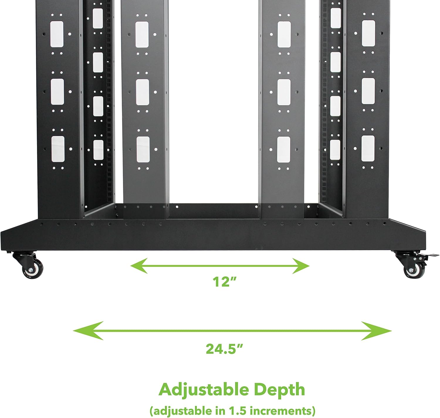 NavePoint 42U Professional 4-Post IT Open Frame Server Network Relay Rack 800mm Casters Black