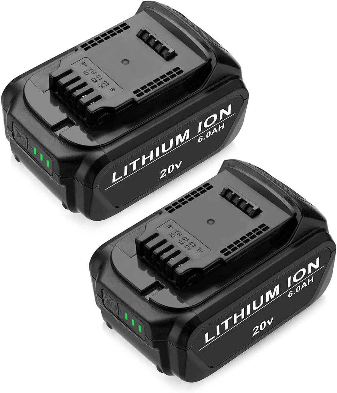 FirstPower Upgraded 6.0Ah Battery Replace DCB205 DCB204 - Compatible with Original 20V Cordless Power Tools DCB180 DCB200 DCB204-2 DCB205-2 DCB206 DCD/DCF/DCG Series - Li-ion 2 Pack Pack of 2