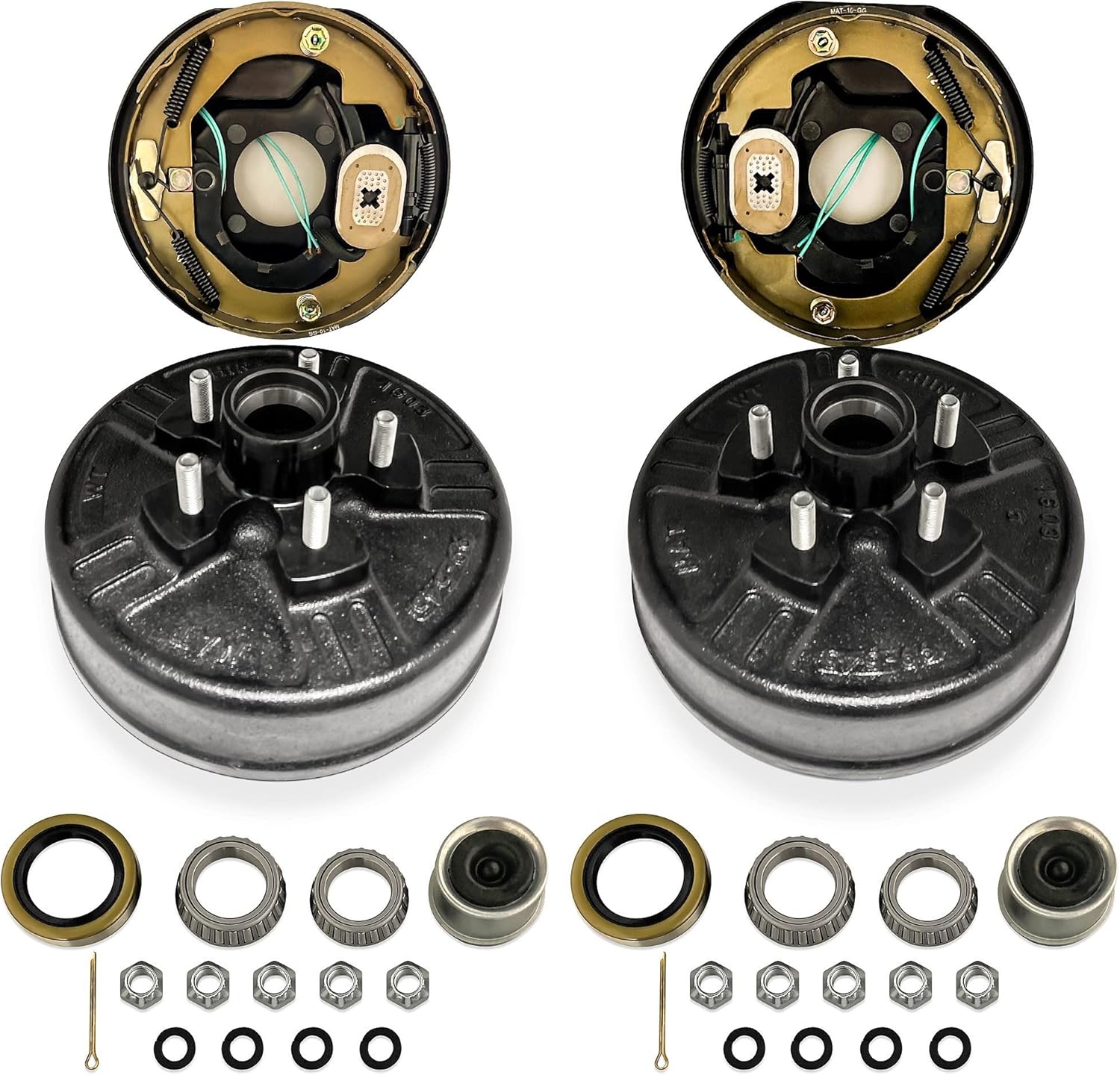 M-parts 99-550KITB Trailer Drum Kits 5 on 5” with 10” x 2-1/4” Electric Brakes for 3,500 lbs Axle Set 1 Right and 1 Left