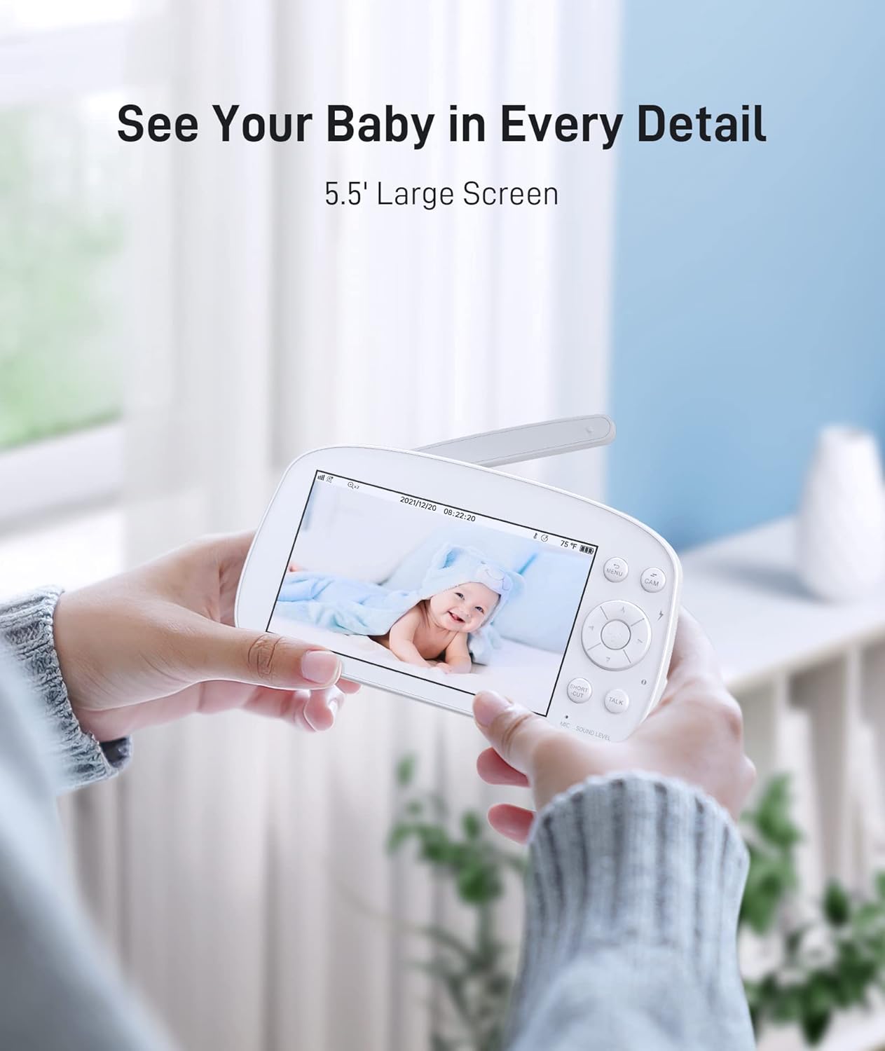 Baby Video Monitor, Konnek Stein Baby Monitor with Camera and Audio 720P HD Resolution, 5.5