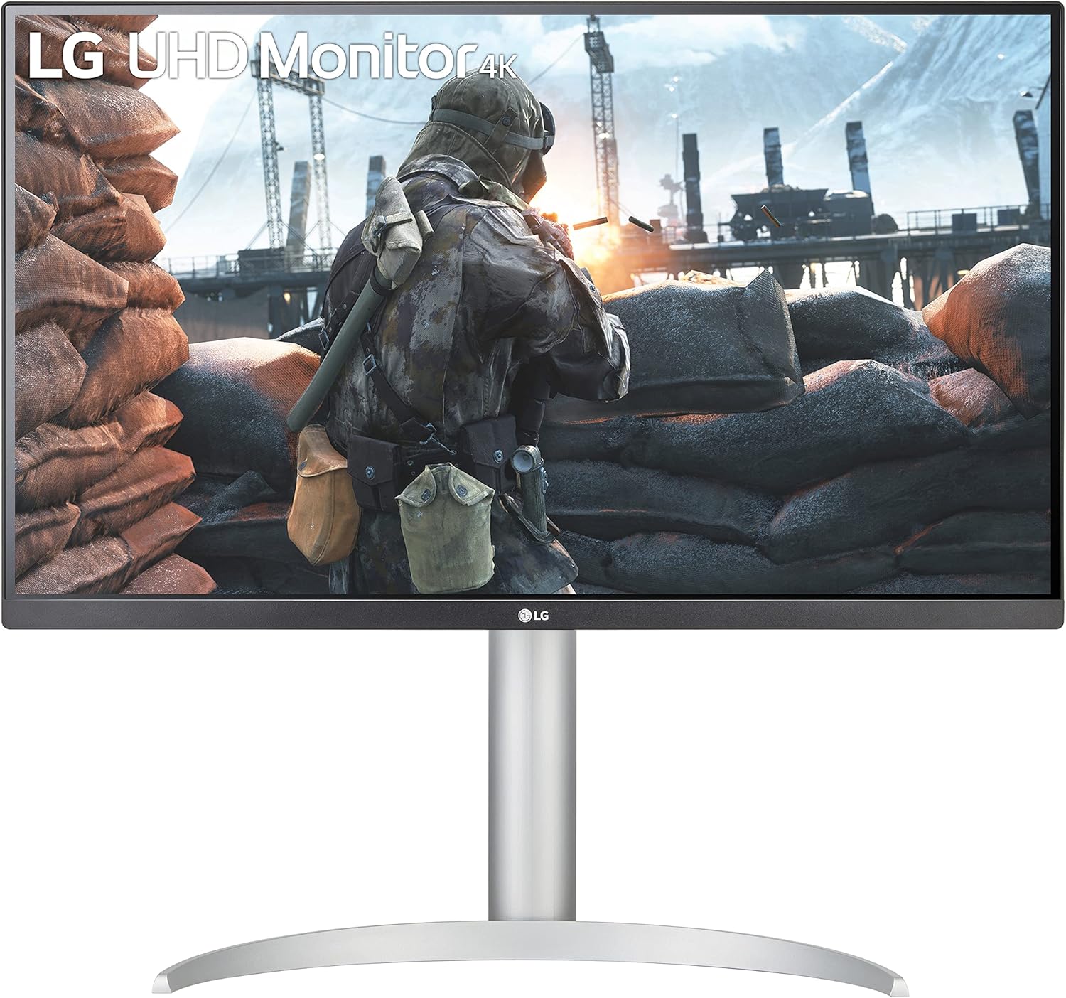 LG 27UP850-W Monitor 27” UHD (3840 x 2160) IPS Display, VESA DisplayHDR 400, DCI-P3 95% Color Gamut, USB-C,3-Side Virtually Borderless Display, Height/Pivot/Tilt Adjustable Stand - Silver