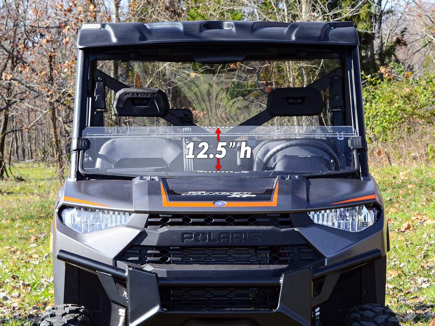 SuperATV Heavy-Duty Scratch-Resistant Half Windshield for 2017+ Polaris Ranger XP 1000 (See Fitment) | 1/4