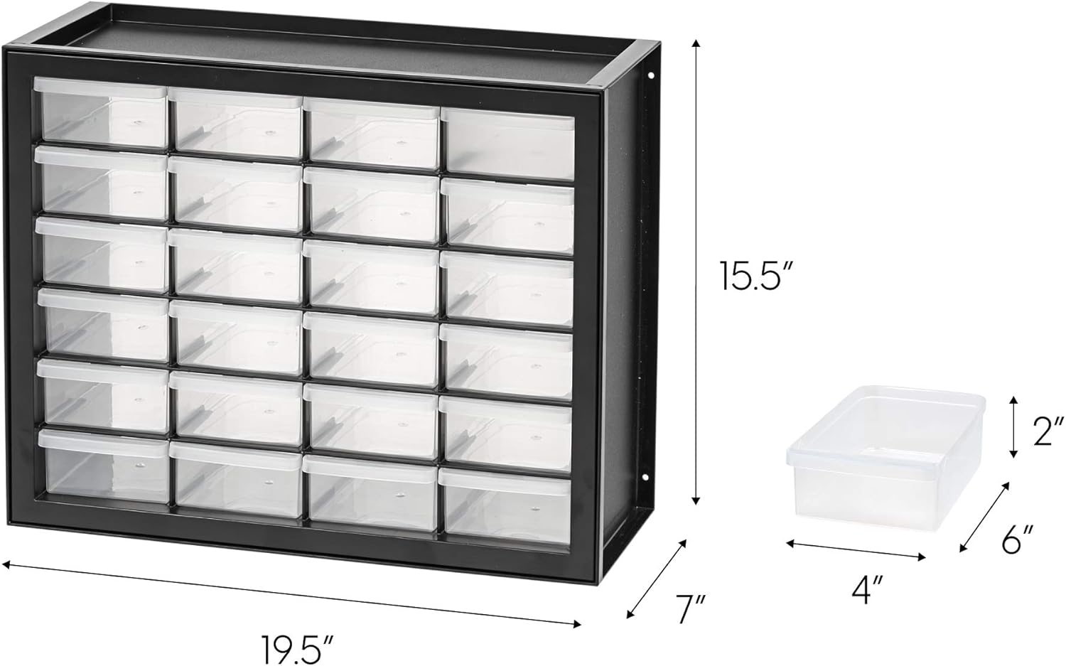 IRIS USA Parts and Hardware Cabinet, 24 Drawers, Black Pack of 2