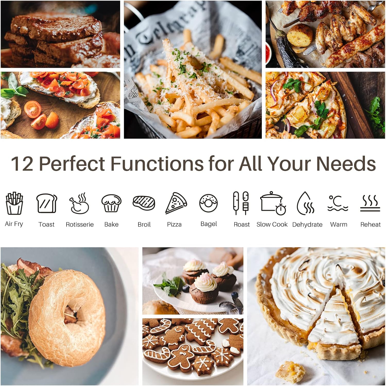 Toaster Oven, LNC 34QT Extra Large 1750W Air Fryer Oven with 12 Cooking Functions, Super Hot Air Convection Oven- A05000B