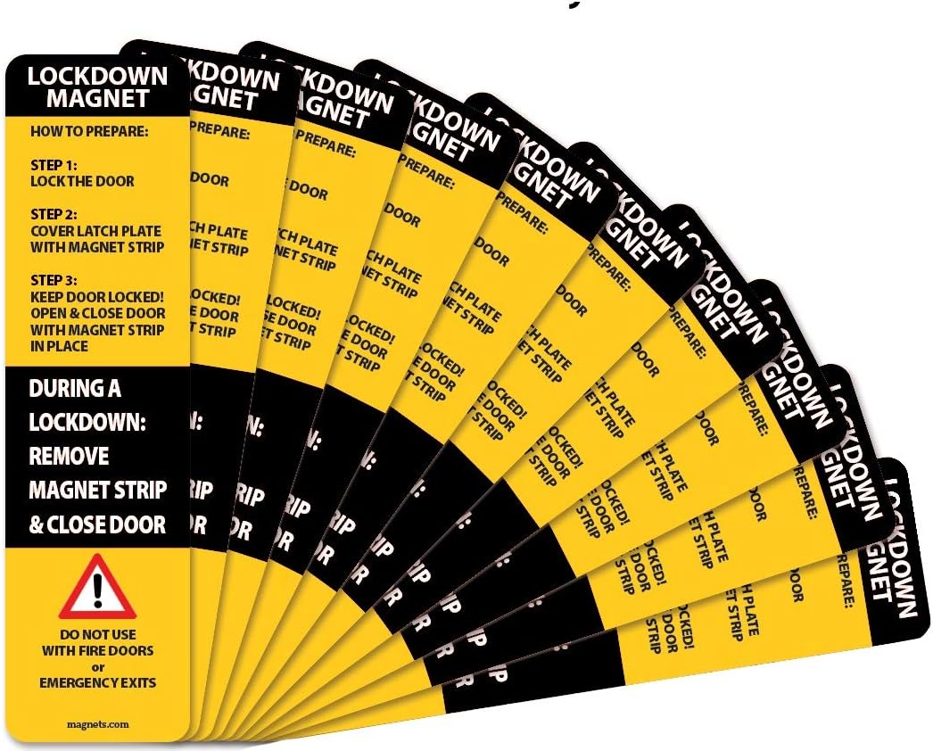 100 Pack - Lockdown Magnetic Strips for School Lockdowns - New and Improved! Durable 40mil Magnetic Strip (Red)