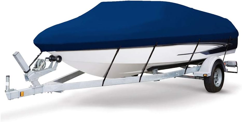 Seamander Trailerable Runabout Boat Cover Fit V-Hull Tri-Hull Fishing Ski Pro-Style Bass Boats, Full Size (Grey, 14'-16'L Beam Width up to 68