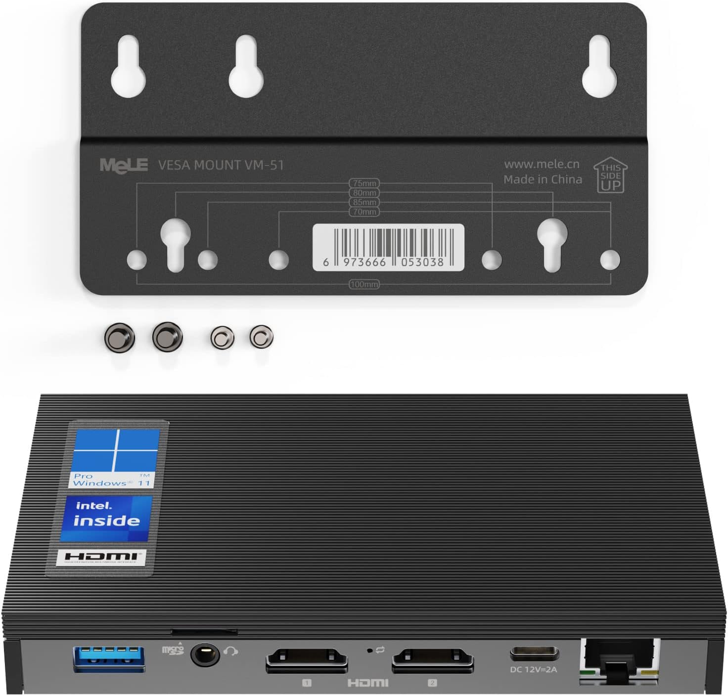 MeLE Mini PC Quieter2Q Fanless Windows 11 Pro Portable Desktop Micro Computer J4125 8G 256GB 4K Dual HDMI Gigabit Ethernet Small Form Factor pc for Home Office School Business Media Industry IoT Etc.