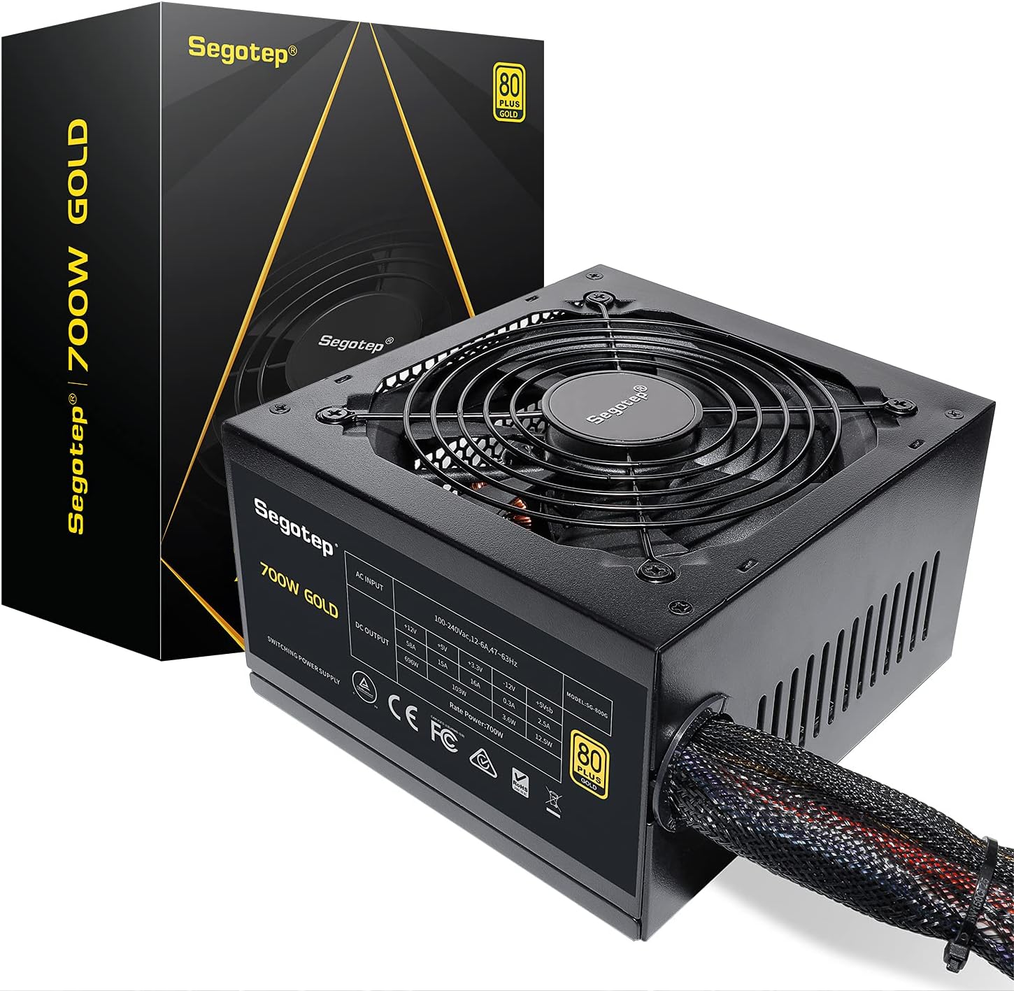 Segotep 650W SFX Power Supply 80+ Gold Efficiency Fully Modular PSU SFX Form Factor with Silent 80mm FDB Fan