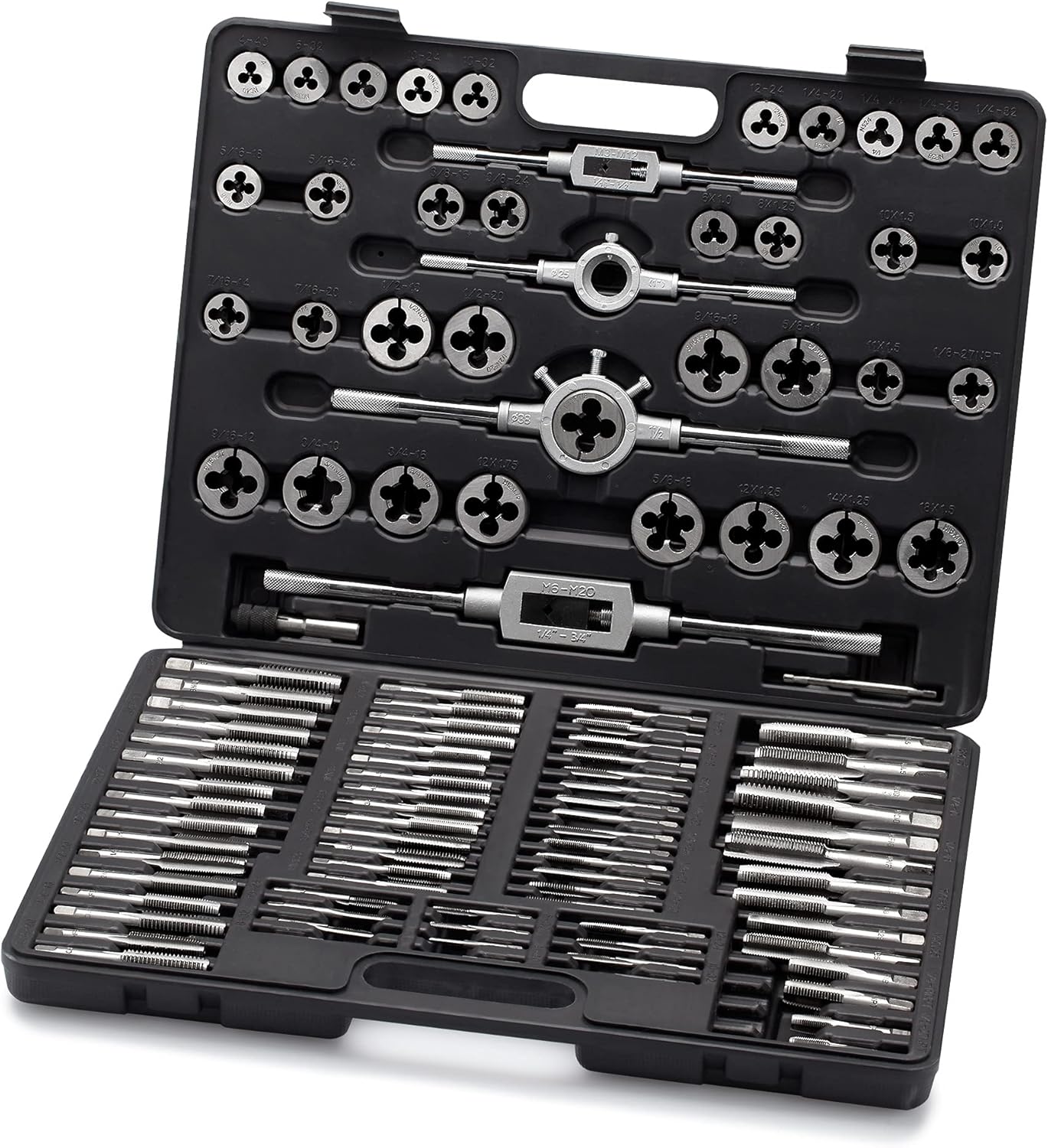 Segomo Tools 110 Piece Hardened Alloy Steel SAE Tap And Die Threading Tool Set With Storage Case | SAE Tap and Die Set | Rethreading Kit | Tap Set | Tap and Die Kit - TD110SAE