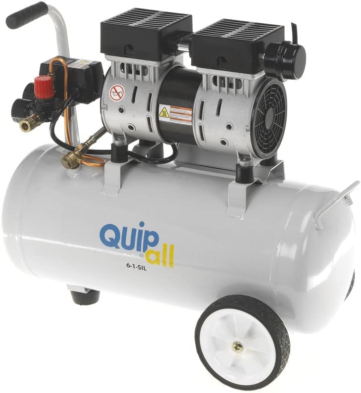 Quipall 6-1-SIL 1 HP 6.3 Gallon Oil-Free Wheelbarrow Air Compressor