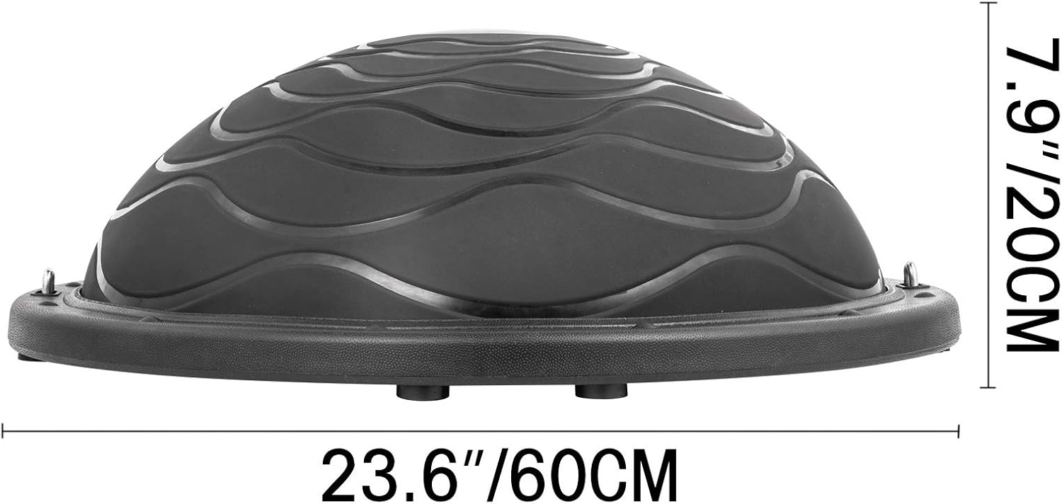 Balance Trainer 23 inch, 1100LBS Half Balance Ball ,Black,Exercise Half Ball with Resistance Bands and Foot Pump,for Yoga Fitness, Stability Workout, Strength Exercise, Physical Therapy & Gym Pack of 2