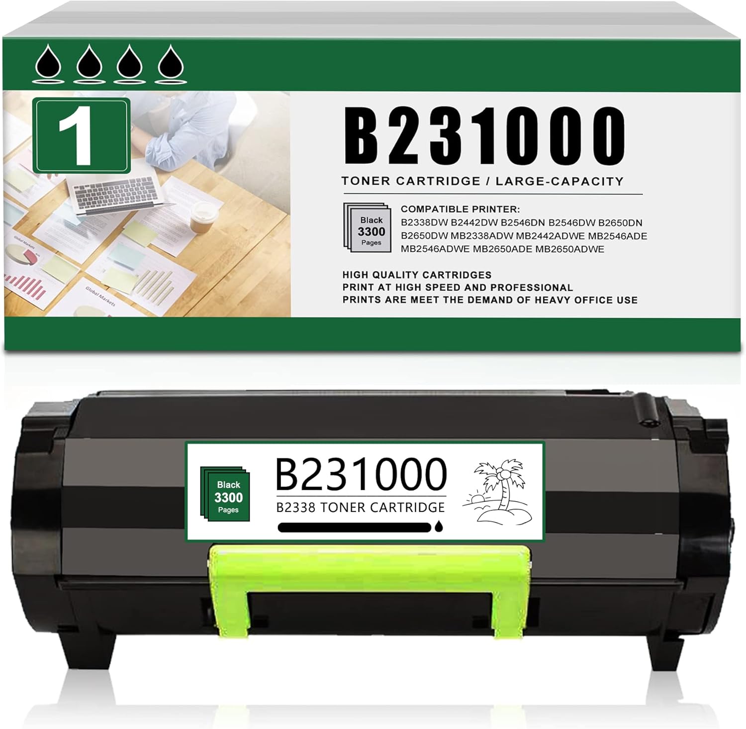 1PK Compatible B231000 Remanufactured Toner Cartridge Black Replacement for Lexmark B2338 MB2338adw MB2442adwe MB2546ade MB2546adwe MB2650ade Printer Cartridge,Sold by SITIBINK