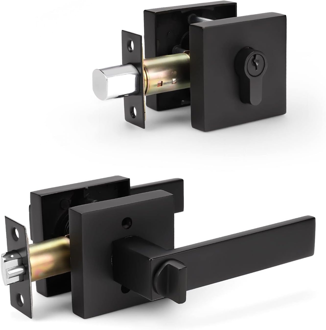 KNOBWELL 5 Pack Matte Black Door Handle Heavy Duty Door Lever Privacy Door Lock Set Door Hardware, Left or Right Handing Door Handles, Interior Door Handle 2.07 lb One Lever