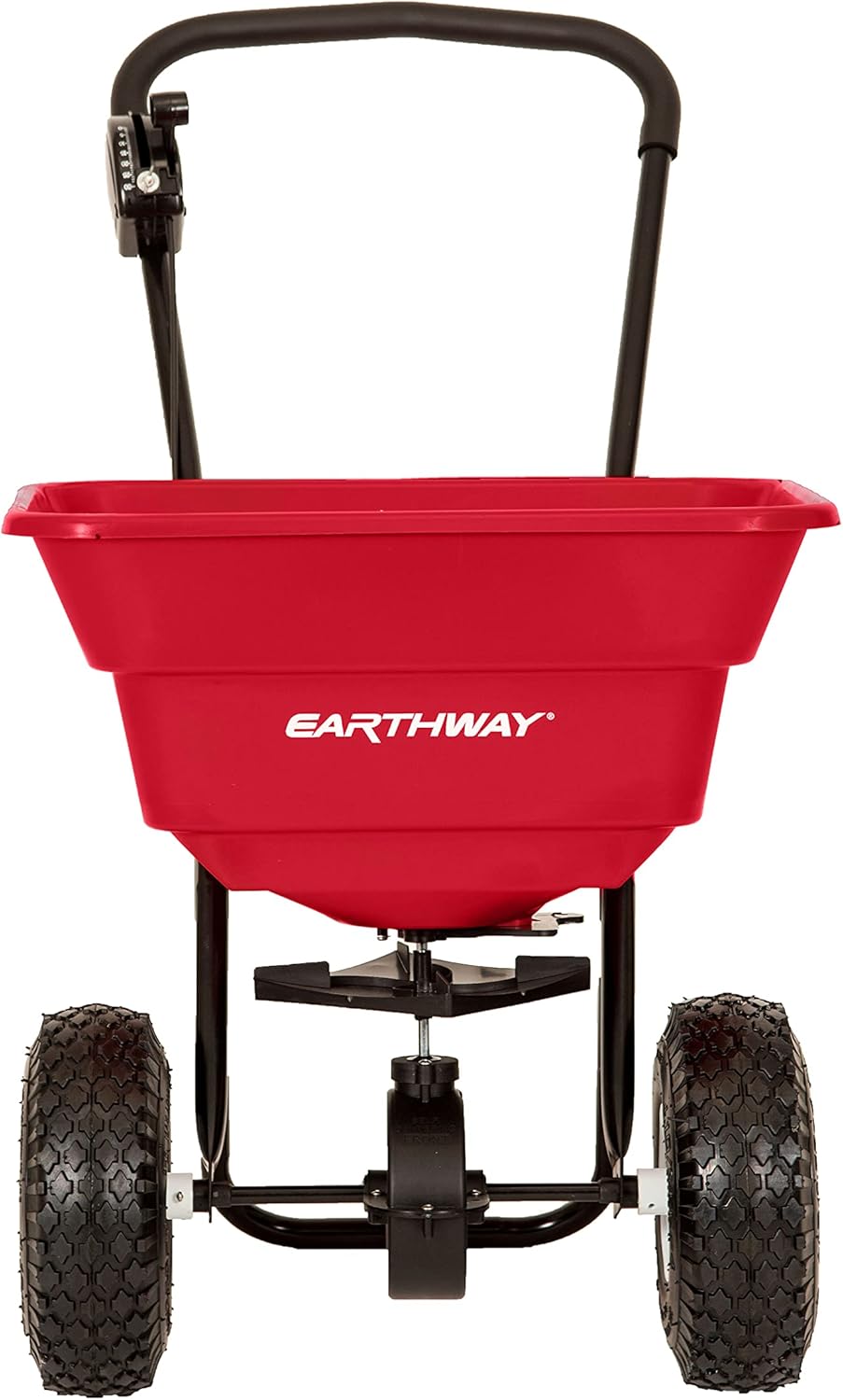 EarthWay 2050P Deluxe 80 LBS Heavy-Duty Walk Behind Commercial Broadcast Spreader with Pneumatic Tires, Even Spread, Built-in Side Spread Control and Pre-Assembled