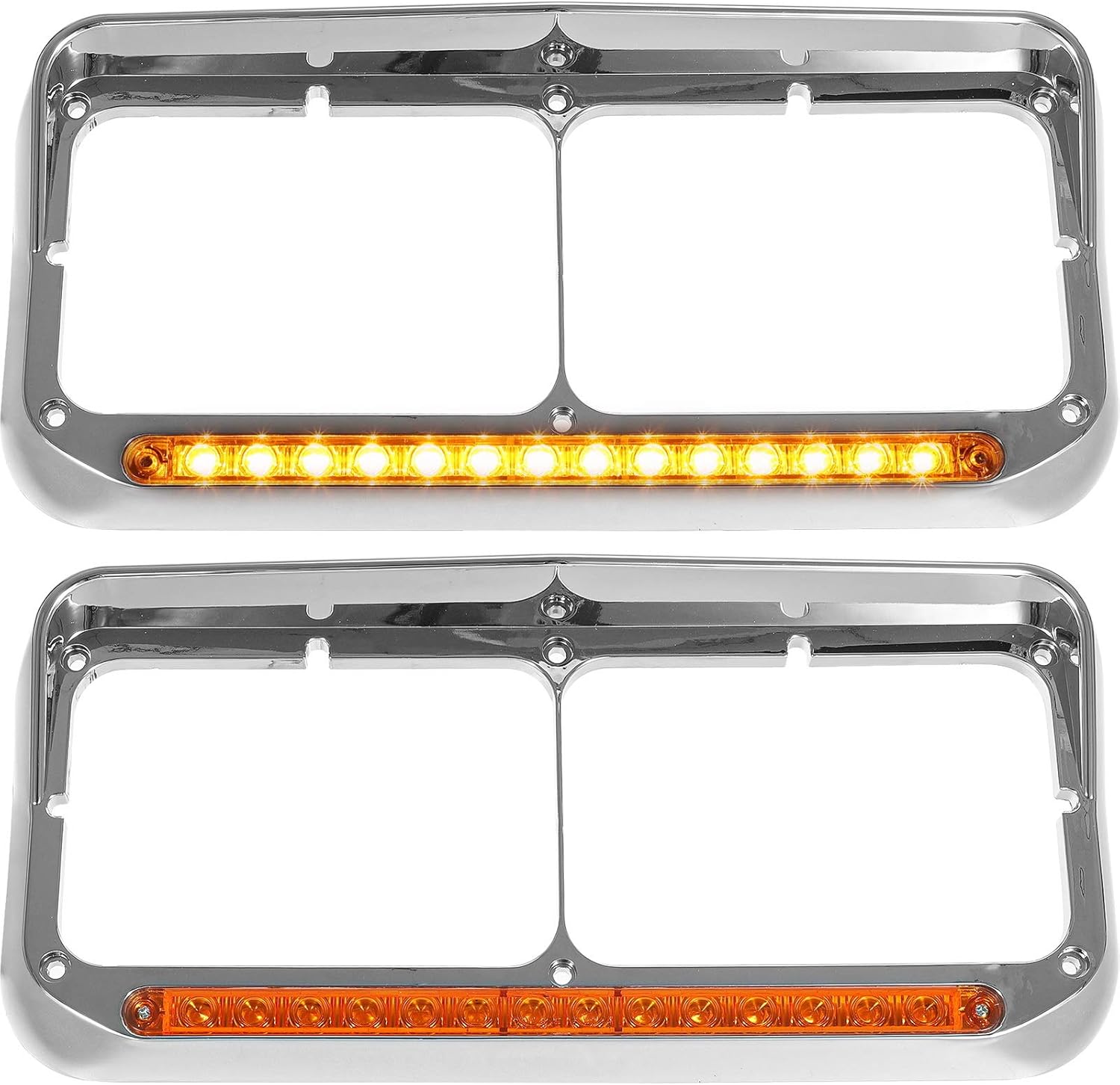 Partsam 2x Headlight Bezels Chrome w/ Visors 12