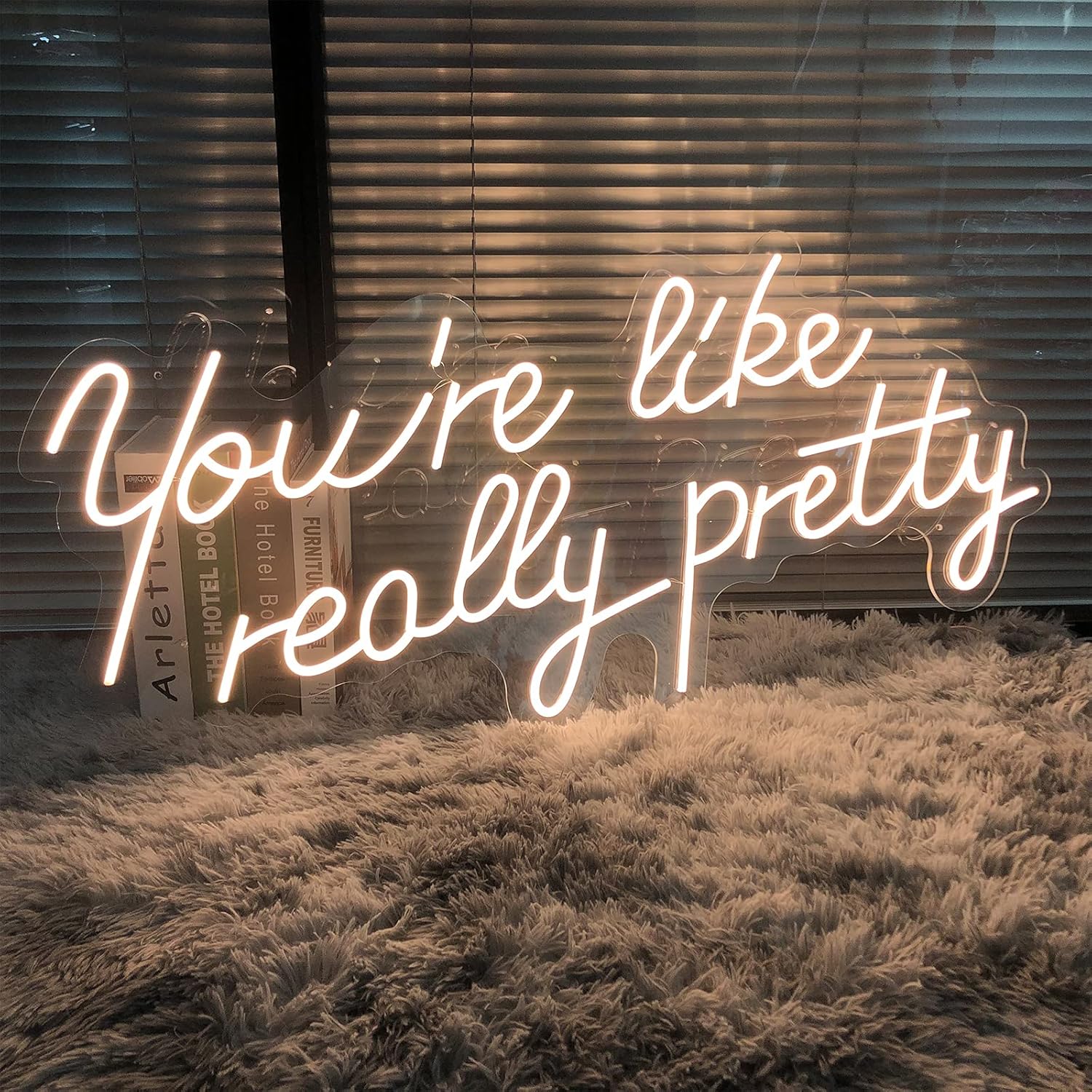 Neon Signs You are Like Really Pretty-Transparent Acrylic with Dimmers Light Signs Indoor Bedroom Decor Wall Led Neon Sign Backdrop Flex 25.5×11.8 IN Bar Christmas Party Wedding Living Room Warm White