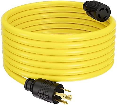 ACKING Extension Cord NEMA L14-30P to L14-30R SJTW 10GUAGE 3 Prong Generator Cord Adapter, Heavy Duty L14-30 Twist Locking Connector Outlet Generator Power Cord up to 7500W (50FT)