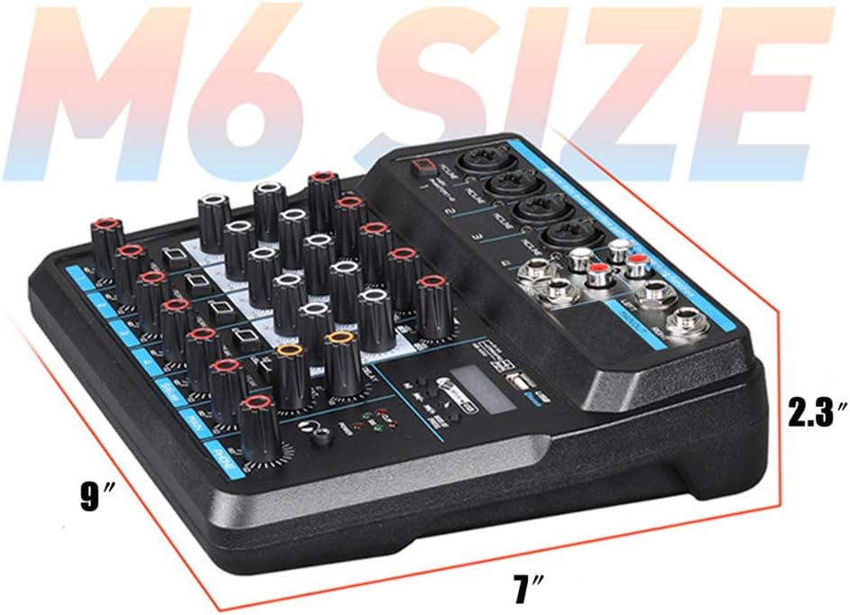 DecBlue Wireless Audio Mixer Sound Board-6 Channel Digital Bluetooth Computer Compatible Input DJ Controller Sound Mixer Pack of 2