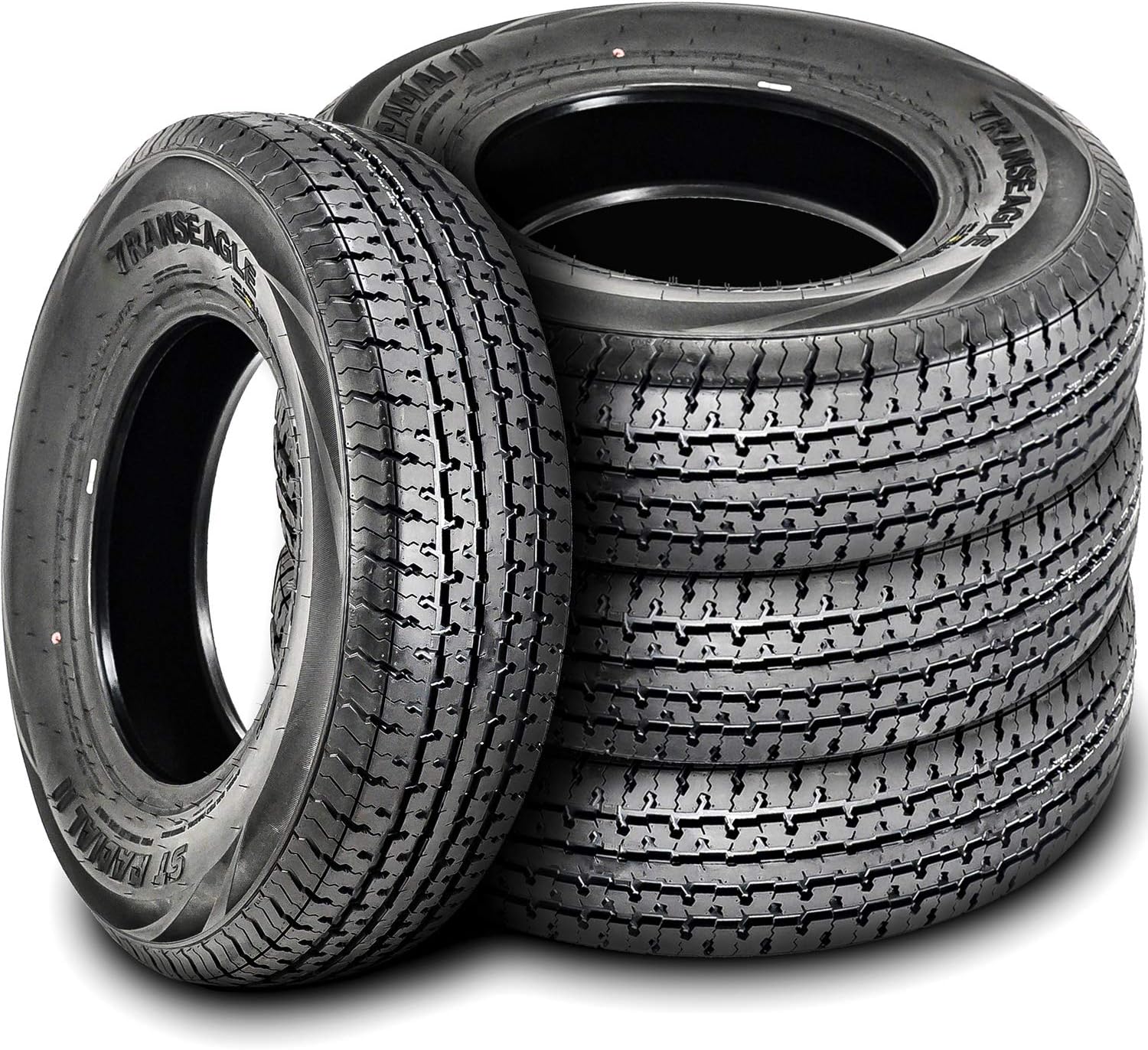 Set of 4 (FOUR) Transeagle ST Radial II Premium Trailer Radial Tires-ST205/75R15 205/75/15 205/75-15 107/102L Load Range D LRD 8-Ply BSW Black Side Wall