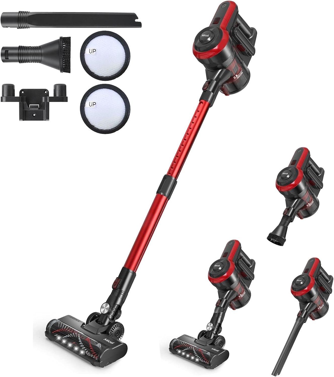 22000Pa Cordless Vacuum Cleaner, 200W Brushless Motor Stick Vacuum, Up to 38 Minutes Runtime Detachable Battery, 4 in 1 Handheld Lightweight Vacuum for Home Hard Floor Carpet Pet Car