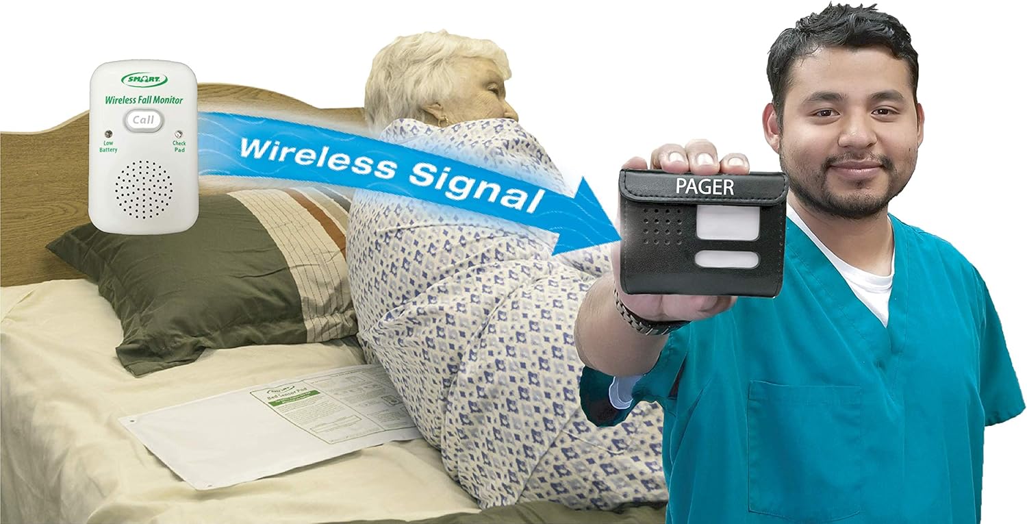 Wireless Economy Quiet Fall Alert with 10in x 30in Bed Pad and Caregiver Pager in Retail Packaging