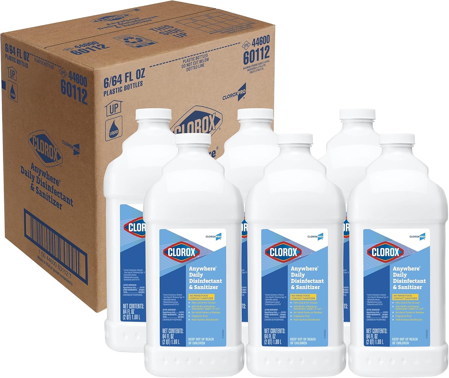 CloroxPro Anywhere Daily Disinfectant and Sanitizer, 64 Fluid Ounces (Pack of 6) Pack of 2