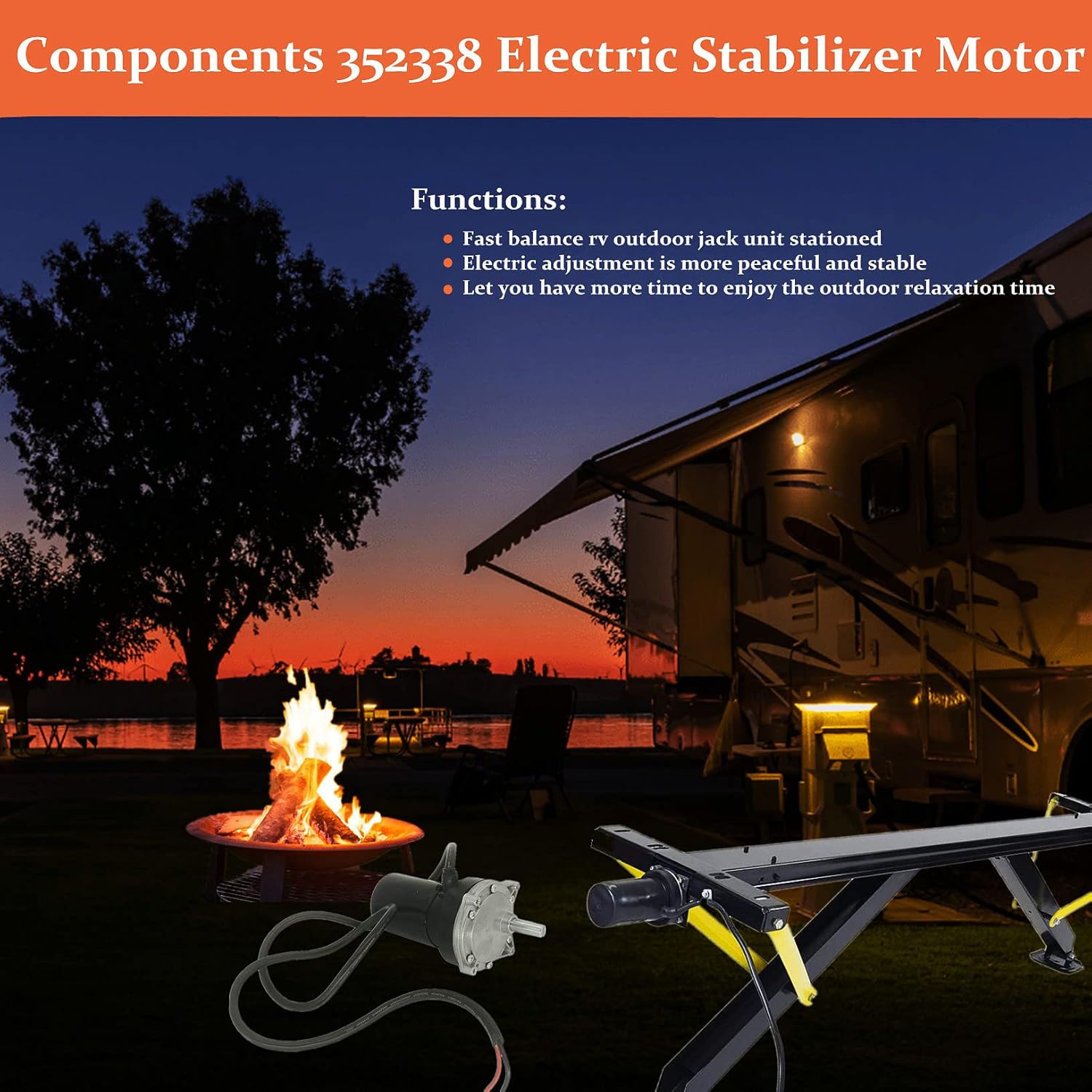 LicBund 352338 Components RV Electric Rear Stabilizer Smart Jack Motor Compatible with High Speed Power Stabilizer Jacks, Black