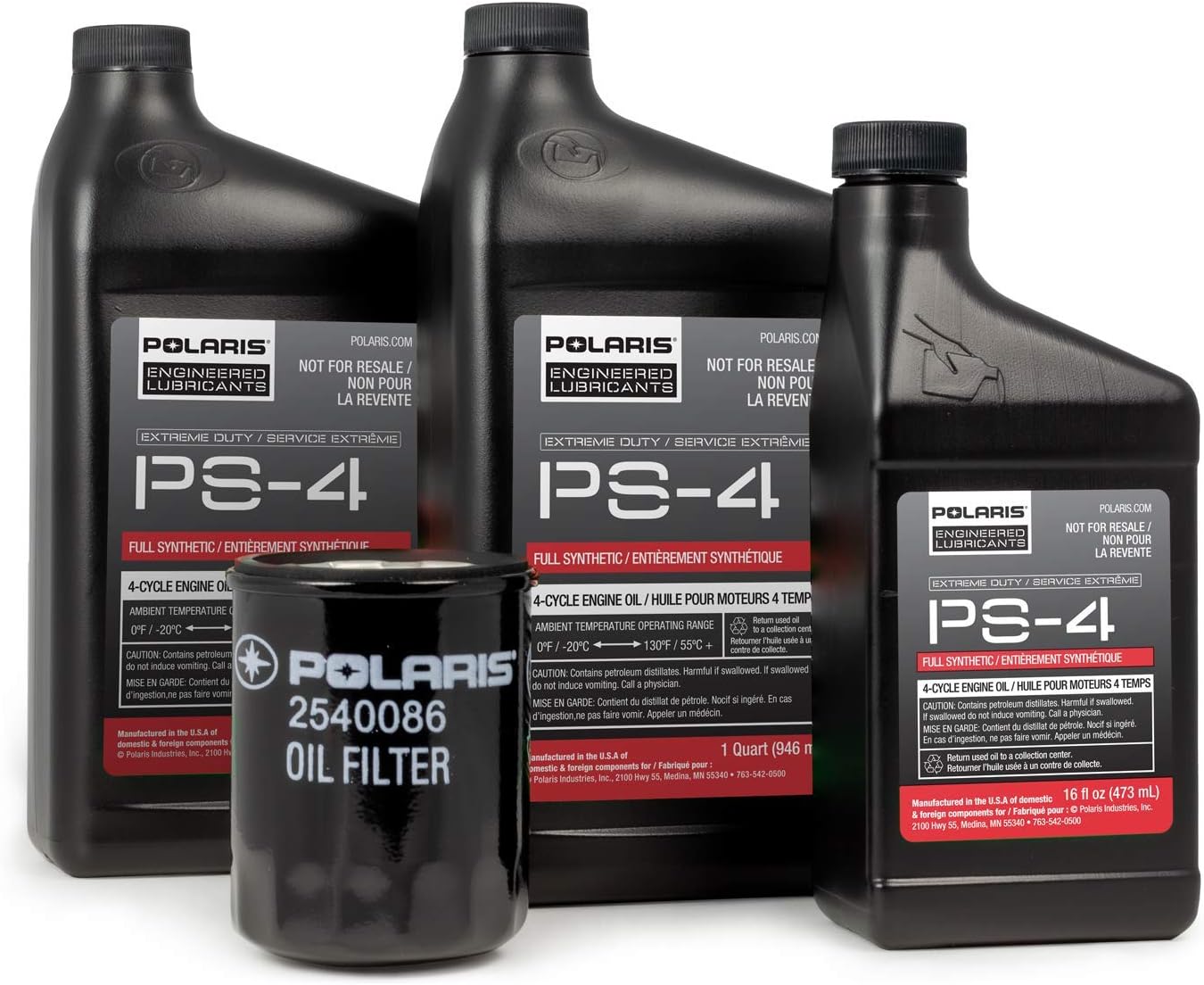 Polaris Off Road Full Synthetic Oil Change Kit, 2.5 Qts. of PS-4 Extreme Duty Engine Oil and 1 Oil Filter Pack of 2