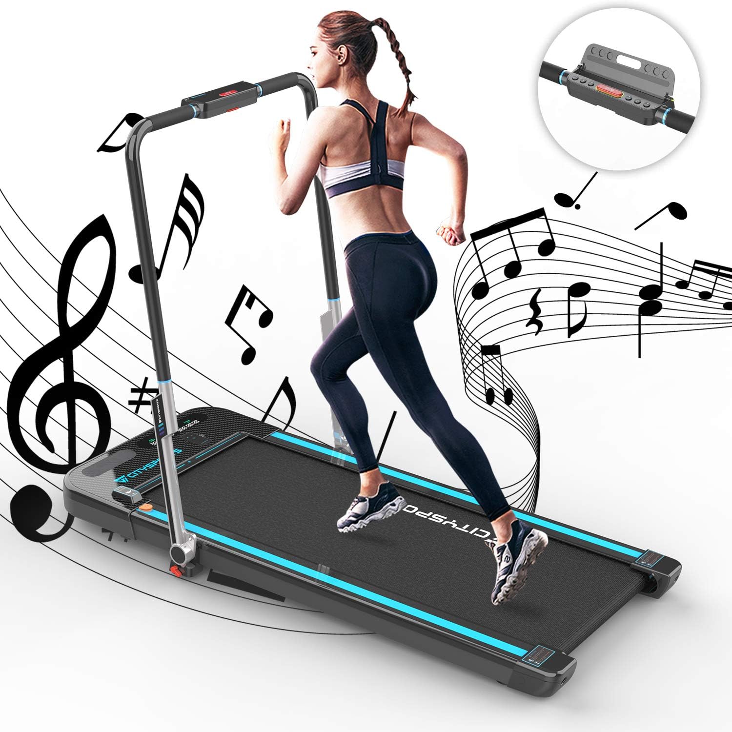CITYSPORTS Treadmill for Home,Under Desk Treadmill Portable Walking Pad,Bluetooth Built-in Speakers, Adjustable Speed, LCD Screen & Calorie Counter, Ultra Thin and Silent, Intended for Home/Office