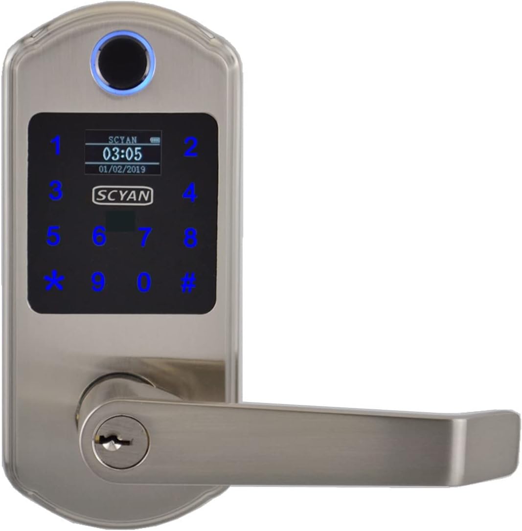 Smart Door Lock, 3 in 1 Keyless Entry Door Lock, Keypad Door Lock, Fingerprint Door Lock, Biometric Door Lock, Keypad Entry Door Lock, Digital Door Lock, 2nd G, Non-Weatherproof, Satin Nickel