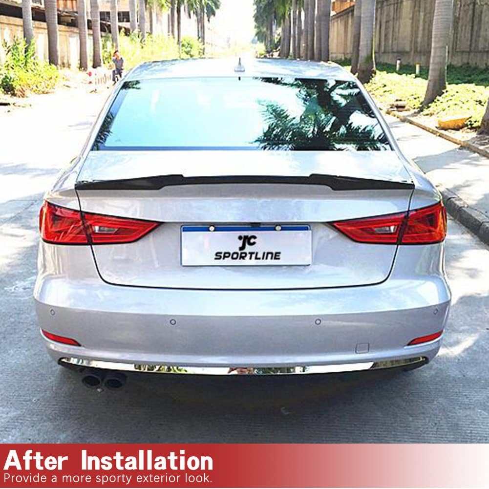 JC SPORTLINE Carbon Fiber Trunk Spoiler for Audi A3 8V Base/Sline S3 Sedan 2014-2020 Custom Parts Trunk Lip Spoiler HighKick Rear Wing Spoiler Body Kits Factory Outlet (Style B)