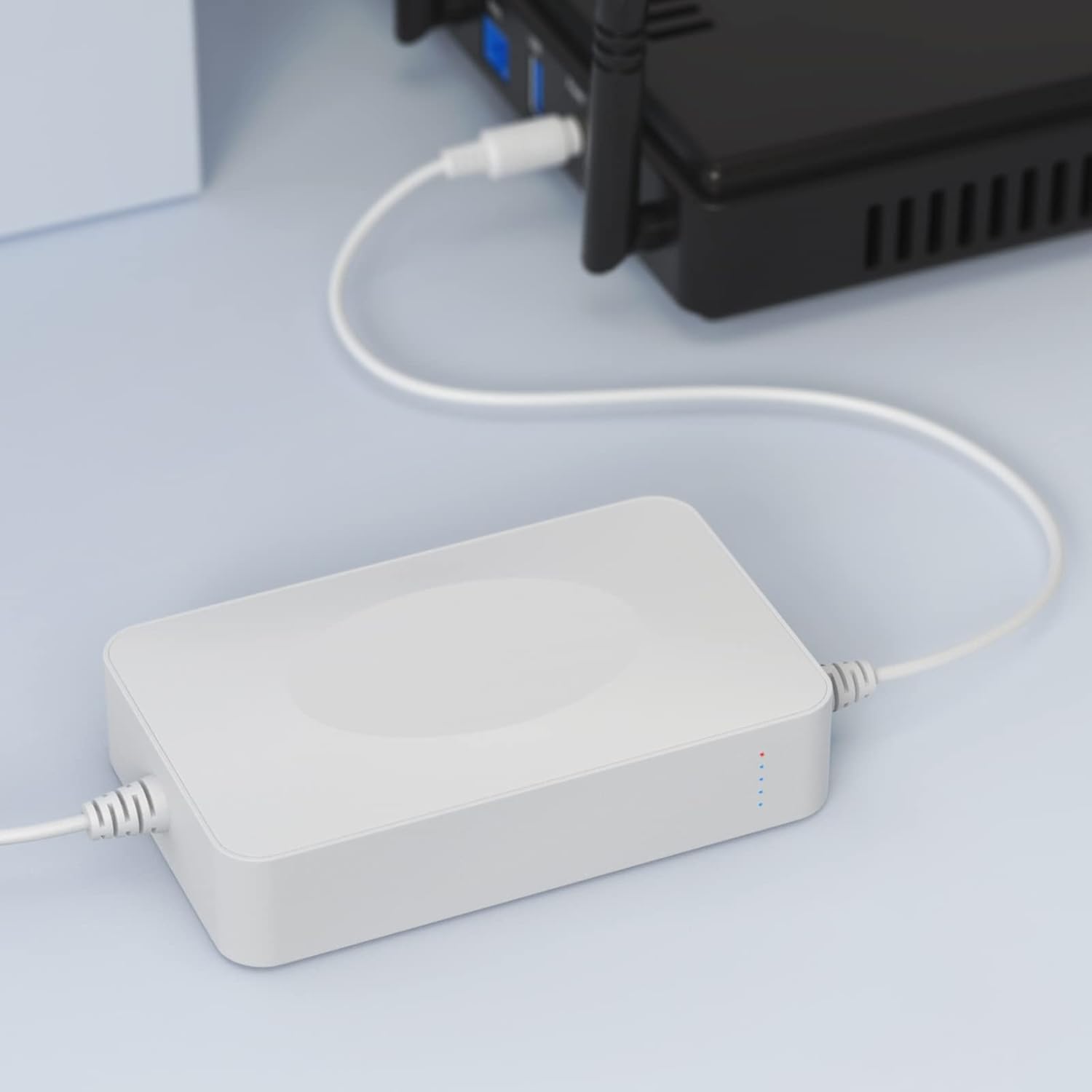 Rechargeable UPS Battery Backup 15000mAh, Dormitory Home DC 12V Router UPS, Battery Backup for LED Light Strip, CCTV Camera, Router and More, UPS Battery Backup & Surge Protector with 2 A Charger Pack of 2