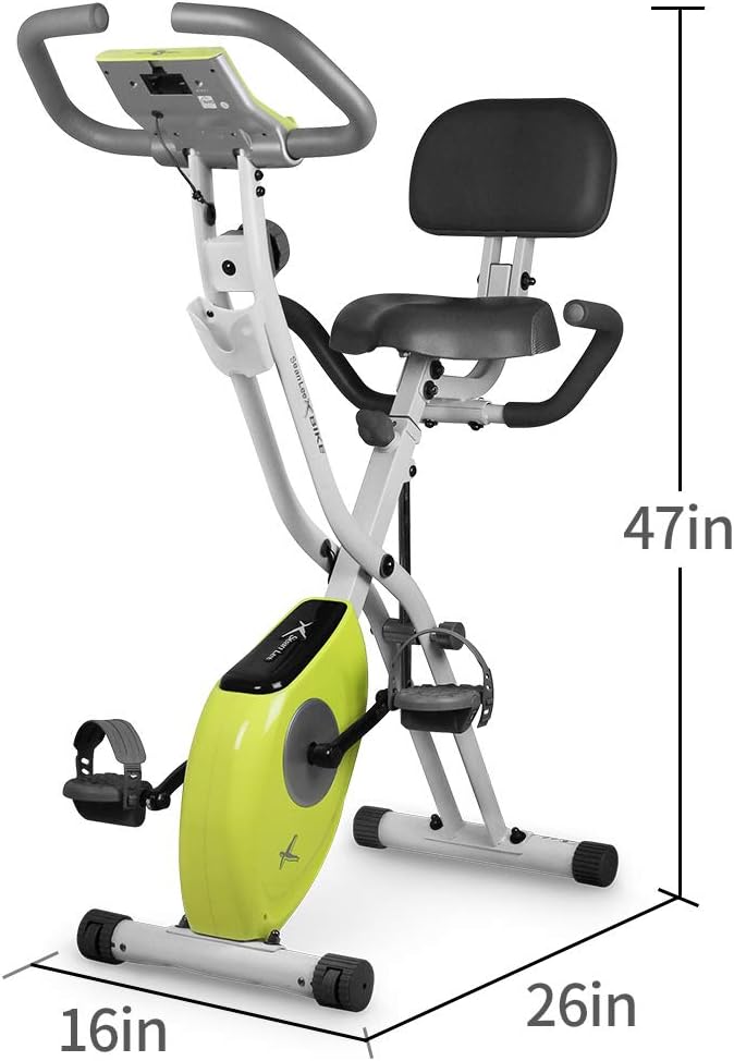 leikefitness LEIKE X Bike Ultra-Quiet Folding Exercise Bike, Magnetic Upright Bicycle with Heart Rate,LCD Monitor and easy to assemble 2200 (YELLOW)