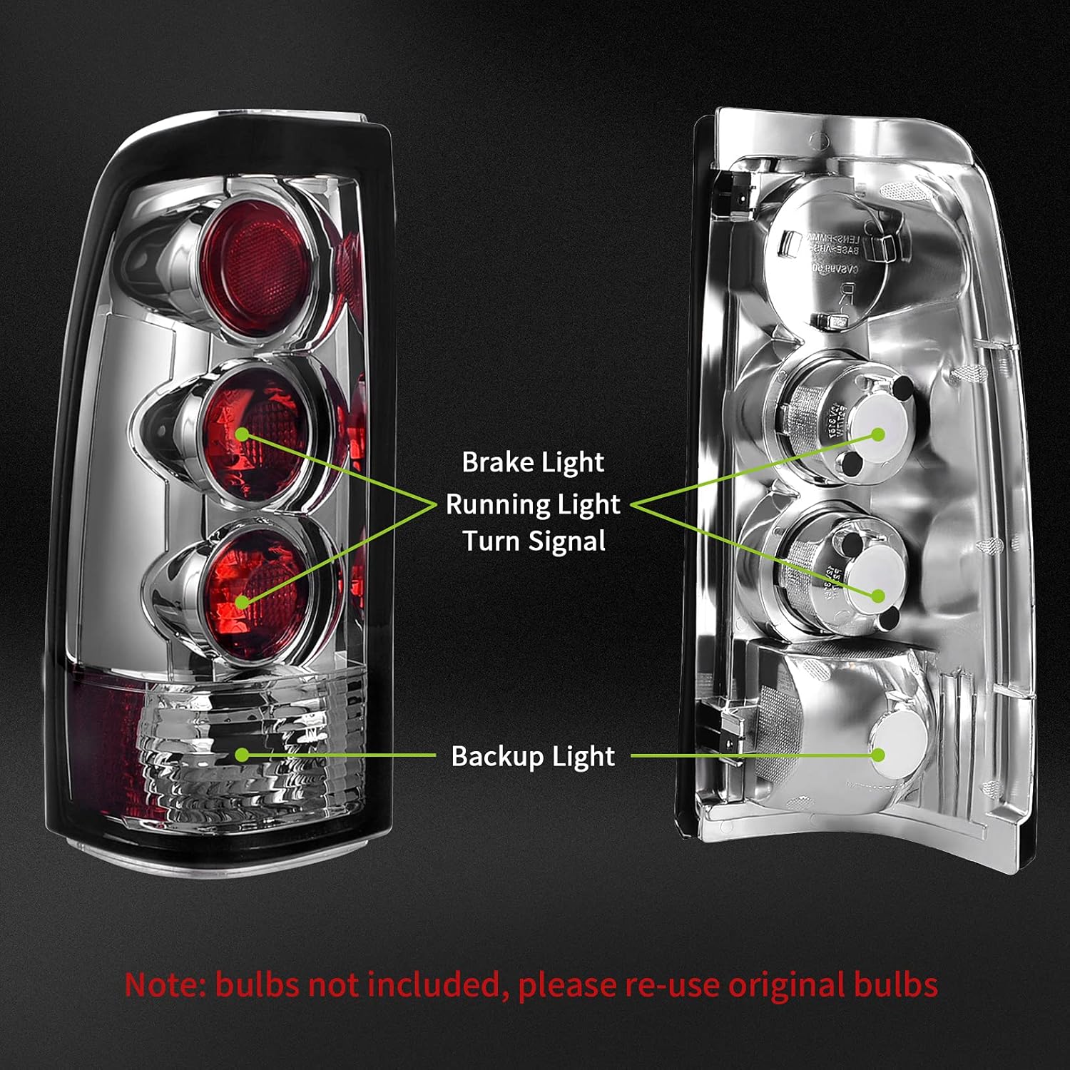 AUTOSAVER88 Tail Lights Compatible with 1999-2002 Chevy Silverado 1500/2500 2001-2002 Chevy Silverado 1500 HD/2500 HD/3500, Smoke Red Lens Taillights Pair (ONLY Fit Fleetside Models) Pack of 2