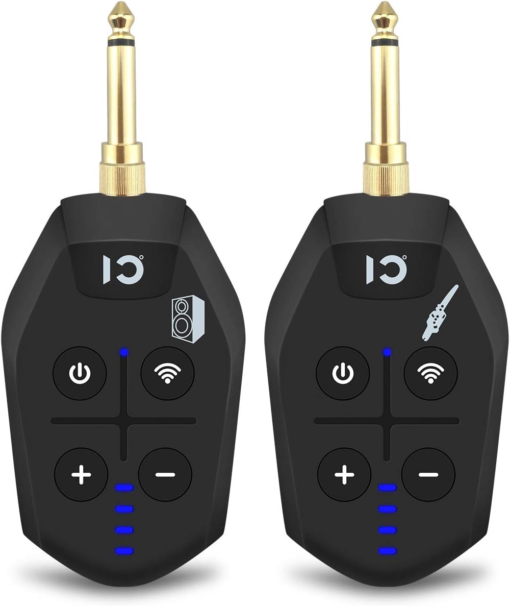 Wireless Guitar System,UHF Wireless Guitar Transmitter Receiver Set Built in Rechargeable Battery for Electric Guitar Bass and more Pack of 2