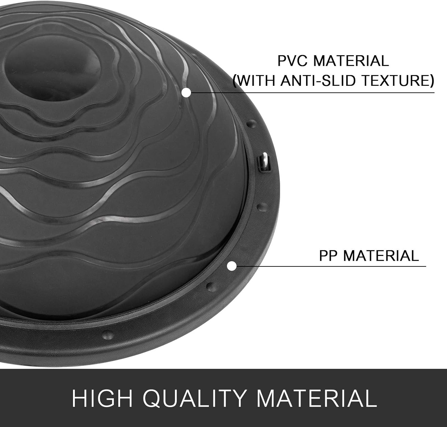 Happibuy Yoga Half Ball Anti-Slid Surface 1100lbs with 5 Fitness Band Dome Black Balance Trainer Fitness Strength Exercise Workout with Pump (Black)