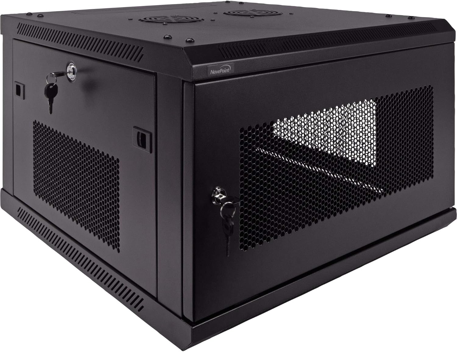 NavePoint 6U Deluxe IT Wallmount Cabinet Enclosure 19-Inch Server Network Rack with Locking Perforated Door 24-Inches Deep Black