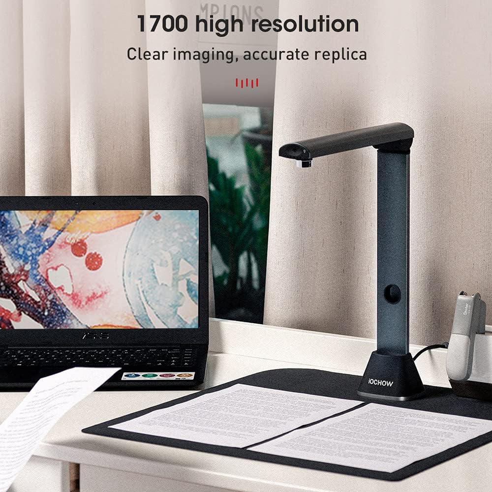 iOCHOW S3 Book Scanner & Document Camera: 17 MP High Resolution Flatten-Curve Capture A3 Size & Video Recording Dual Mode Portable USB Doc Cam for Teachers & Students with OCR Function