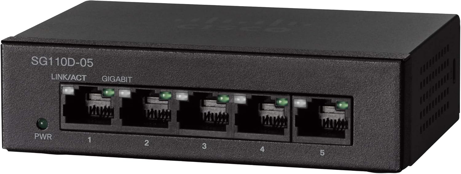 Cisco SG110D-05 Unmanaged Switch | 5 Gigabit Ethernet (GbE) Ports | Limited Lifetime Protection (SG110D-05-NA) Pack of 2