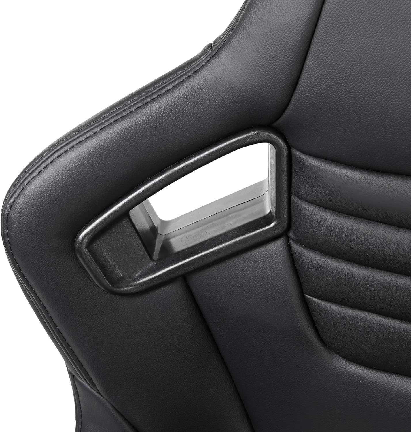 Racing Seats, Pair of PVC Leather Racing Bucket Seats with Dual Sliders, Black with Black Stitching
