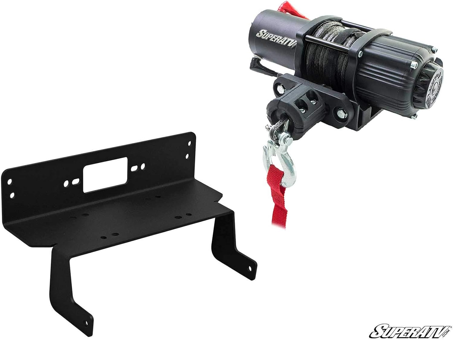 SuperATV Winch Mounting Plate for Polaris Ranger Midsize 400/500 / Crew / 570/800 (See Fitment) | Powder-Coating Prevents Corrosion | Compatible with Many OEM and Aftermarket Winches Pack of 2