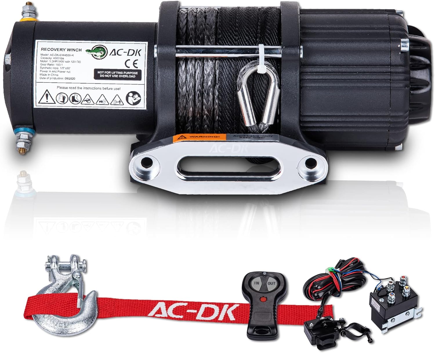 AC-DK 4500 lb Winch Electric Steel Rope ATV Winch Kit, 12V Winch for Towing ATV/UTV Off-Road Trailer, IP67 Waterproof Winch with Wireless Remote Control and Mounting Bracket